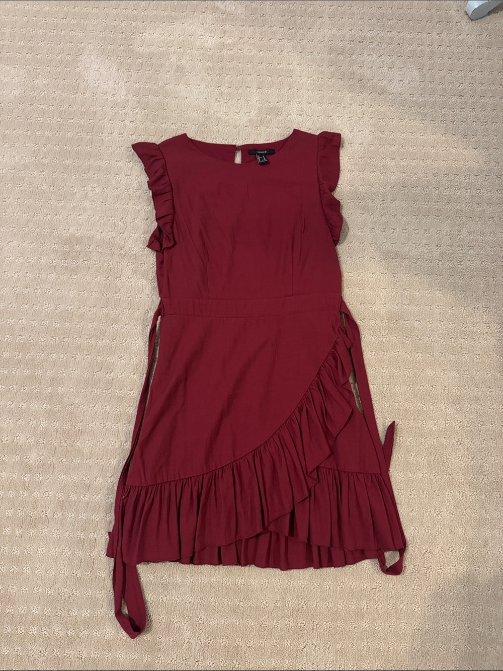 Womens' Ruffle Wrap Dress in Deep Wine